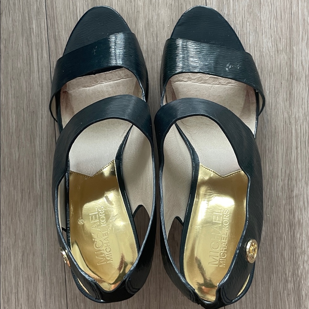 Michael Kors Rochelle open toe sling back heels in patent leather size 9.5 - Picture 6 of 6